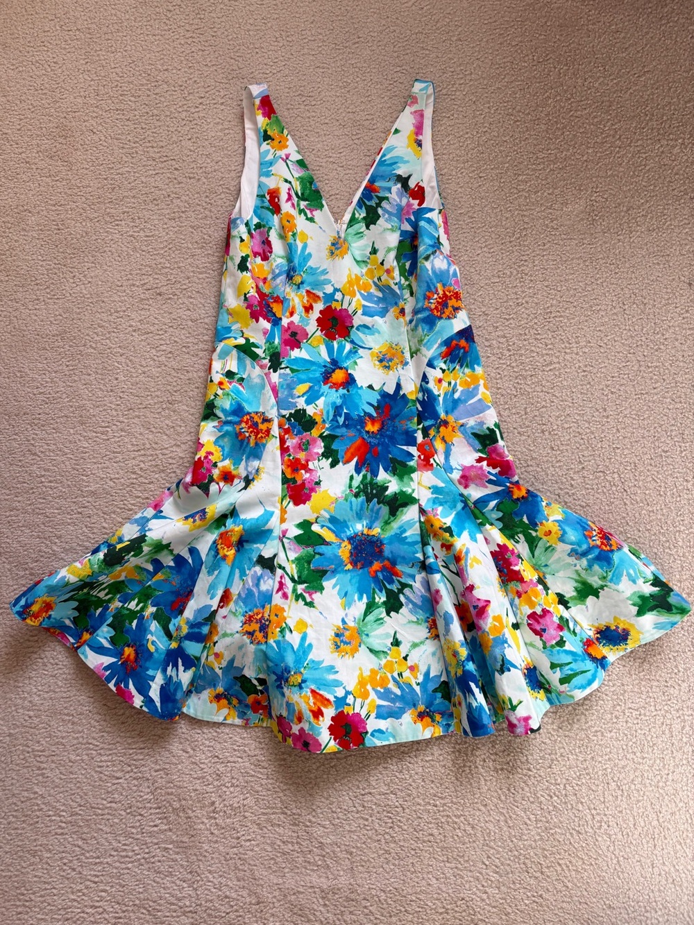 Polo Ralph Lauren vibrant floral fit and flare stretch sleeveless dress sz 8